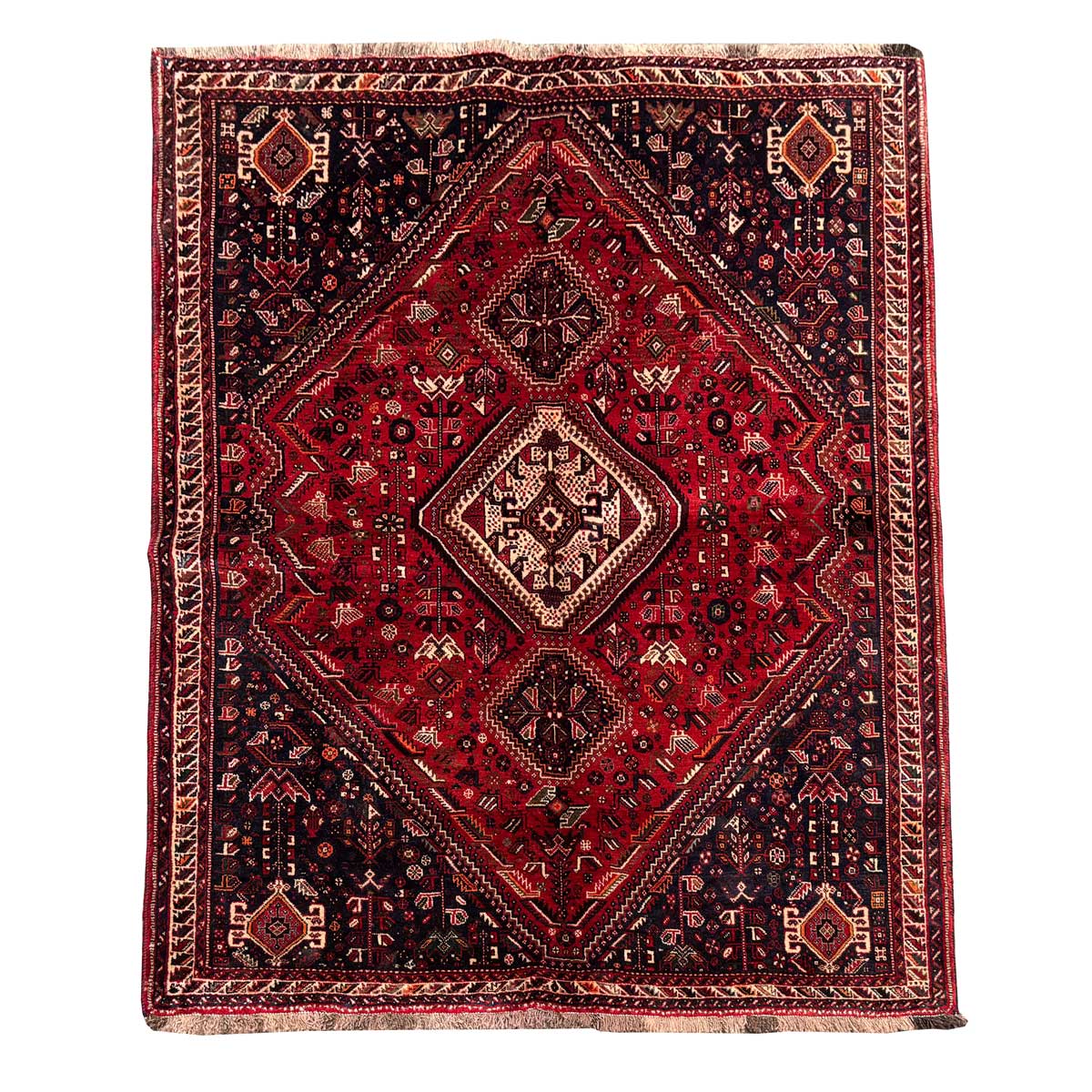Handmade Qashqai Shiraz Rug, Three Bergamot Pattern, 3.2 Meters